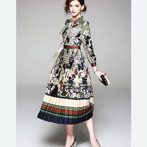 Lai Meng Five Cats Women’s Long Sleeve Floral Dress Fit & Flare, Career Event XL